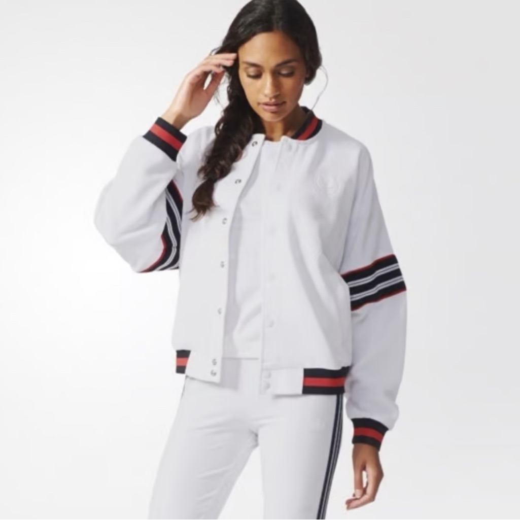 Adidas Womens Tennis Jacket Size L White 3d Logos 3 Streifen The Brand 119